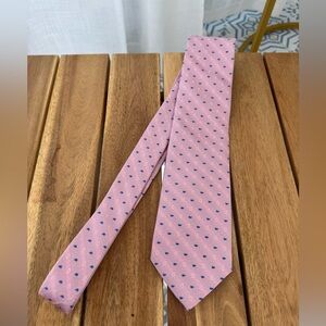 Brooks Brothers Pink 100% Silk Tie Blue Paisley Print | Made in USA